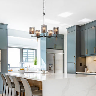 LNC Tucana 5-Light Matte Black and Polished Gold Modern/Contemporary Chandelier