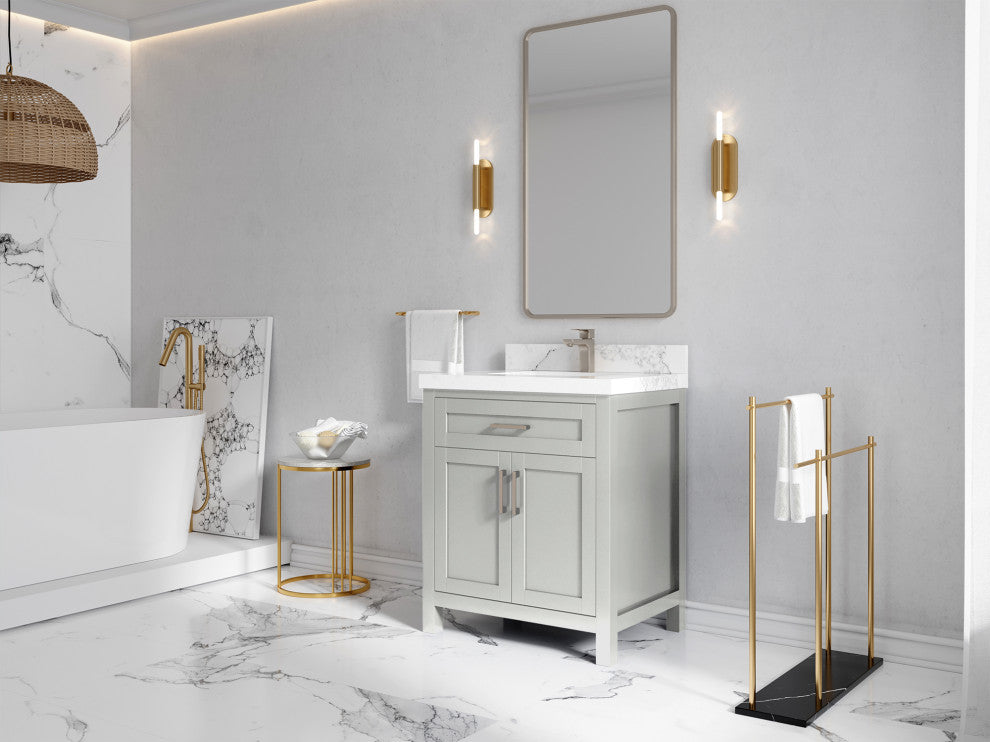 Cambridge 30 Single Sink Bath Vanity in Coventry Gray 2" Calacatta Nuvo