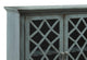 Benzara BM210796 Lattice Design 4 Door Cabinet With Glass Inserts, Teal Blue