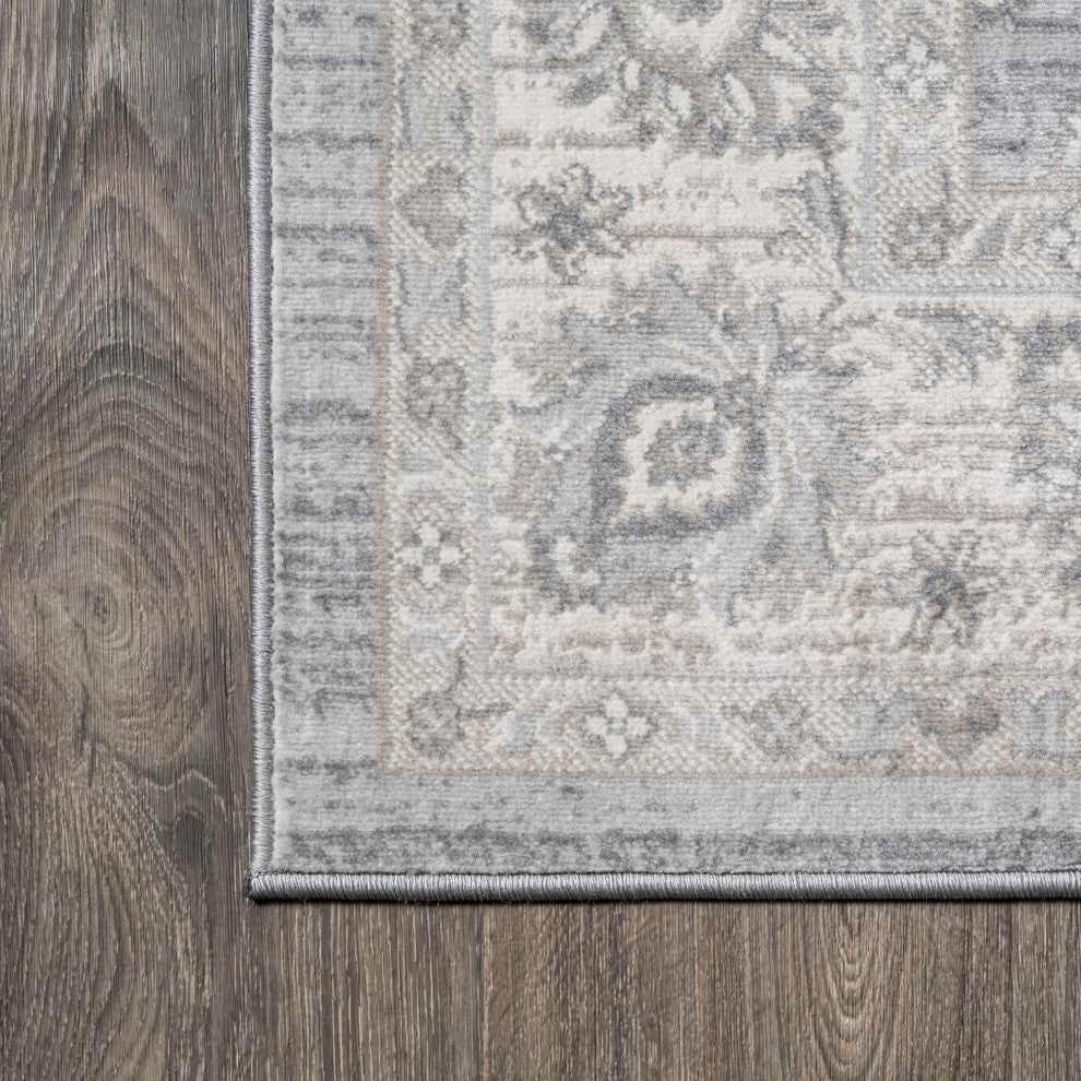 Modern Persian Moroccan Light Gray 6' Round Area Rug