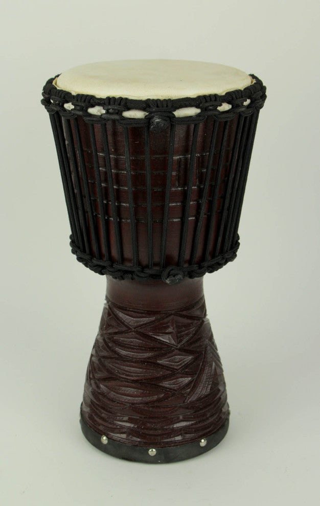 Hand Carved Wood Djembe Hand Drum 16 Inch Tall, Black