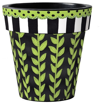 Leaf Vine Stripe 15" Art Planter