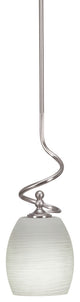 Capri 1-Light Mini Pendant with Hang Straight Swivel, Brushed Nickel/White Linen