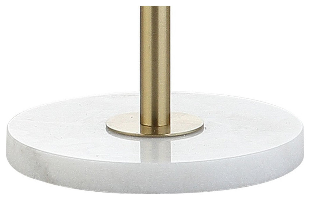 June Adjustable Metal/Marble LED Floor Lamp, Brass Gold/White