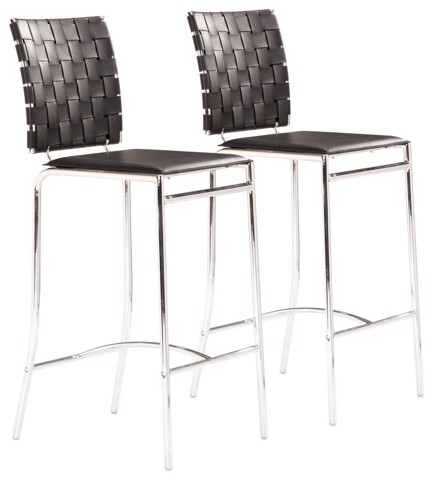 Criss Cross Counter Chair, Set of 2 Black