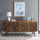 Media TV Stand Console Table, Rectangular, Wood, Metal, Brown Walnut, Modern