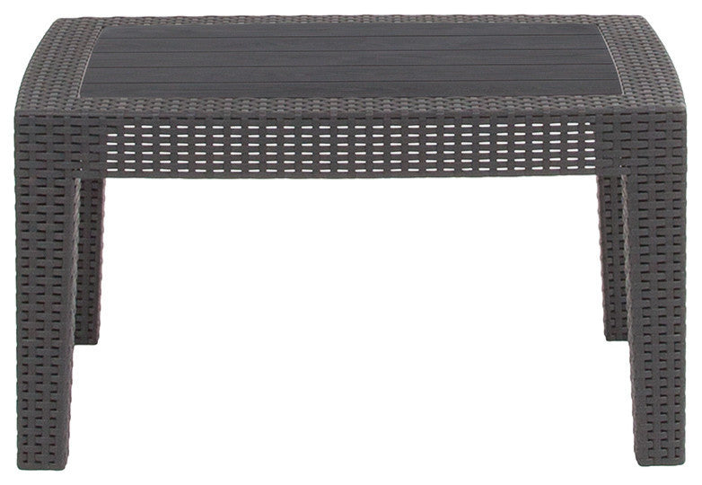 Dark Gray Faux Rattan Coffee Table