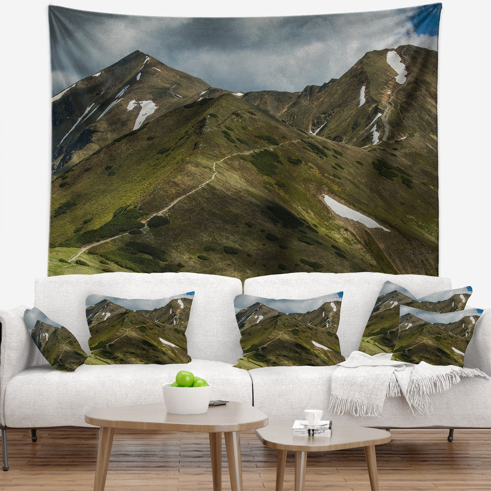 Trekking Patch in Tatra Mountains Landscape Wall Tapestry, 60"x50"