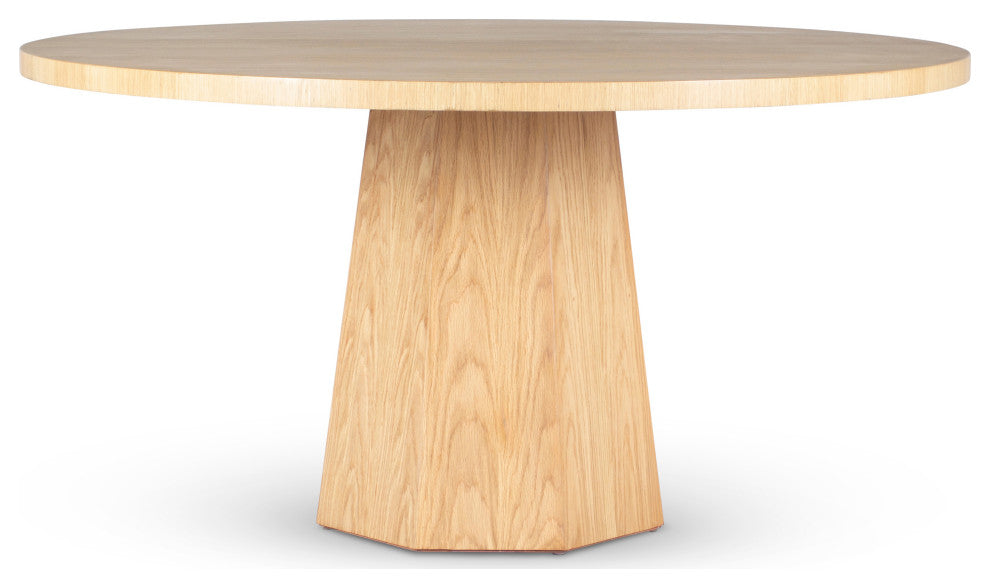 IE Series, Kaia Round Dining Table, White Oak Frame