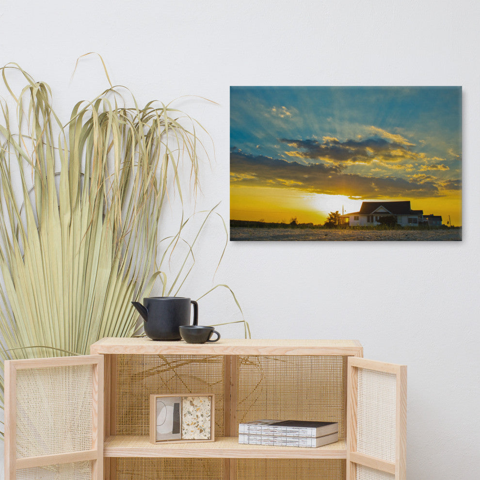 Sunset at Bowers Coastal Landscape Photo Canvas Wall Art Print, 24" X 36"