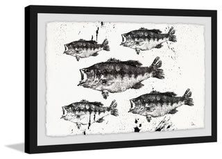"Black and White Fish" Framed Painting Print, 45"x30"