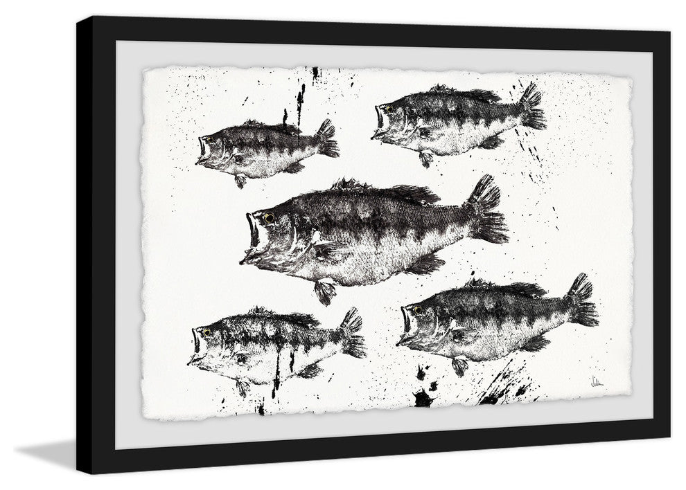 "Black and White Fish" Framed Painting Print, 45"x30"
