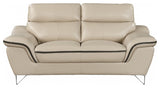 2-Piece Indoor Beige Genuine Leather Five Person Seating Set
