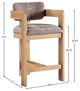 Sacha Upholstered Bar and Counter Stool, Brown, Linen Textured Fabric, Natural