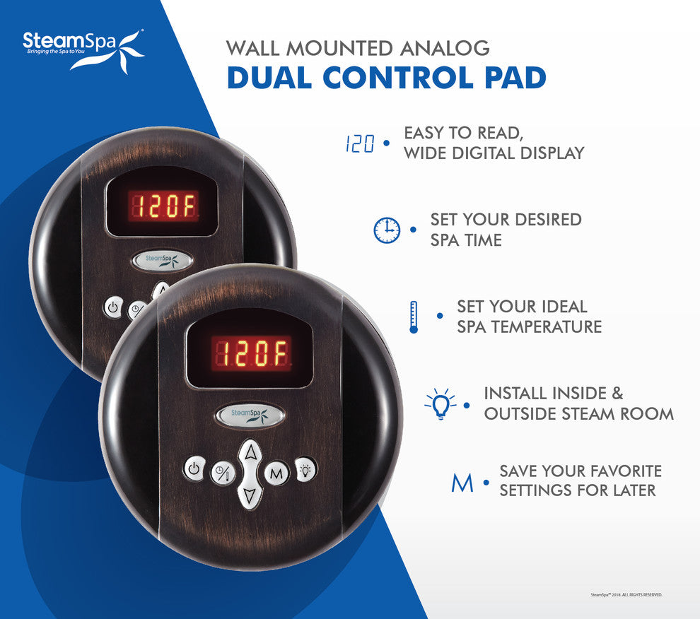 Steamspa Programmable Dual Control Panels, Oil Rubbed Bronze