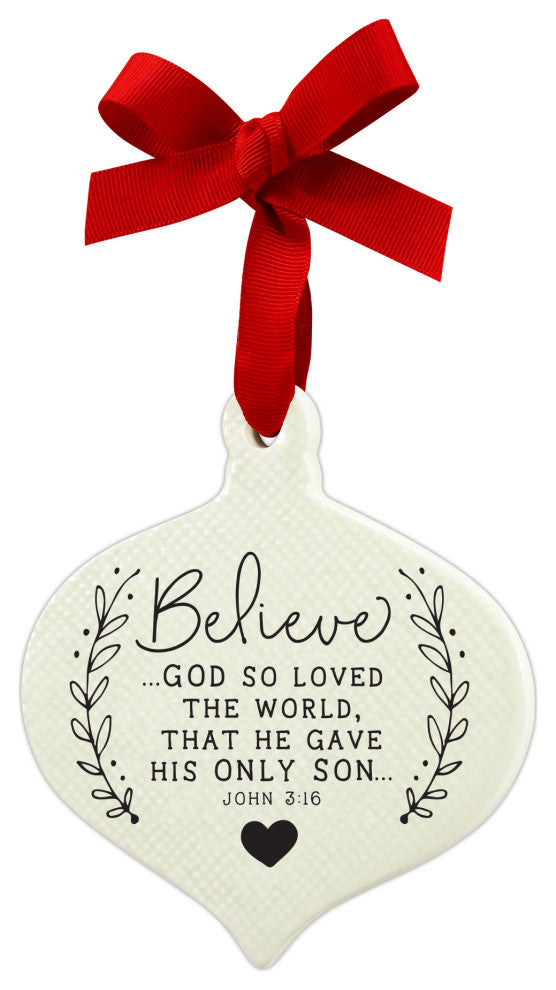 Ornament Doodle, Believe Ribbon Hang