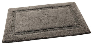 Bath Rug Cotton Solid Color Regency Pattern, Gray, 50"x30"