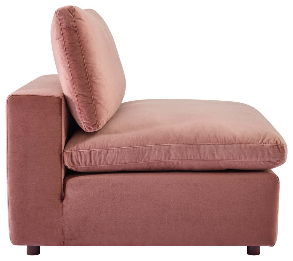 Commix Down Filled Overstuffed Performance Velvet 3-Seater Sofa Dusty Rose