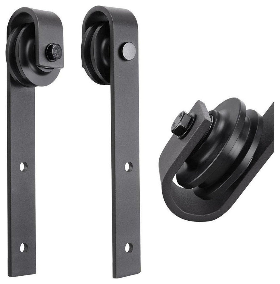 Barn Door 18 x 96, Felicia 3312 Matte Black Frosted Glass, 6.6' Rail