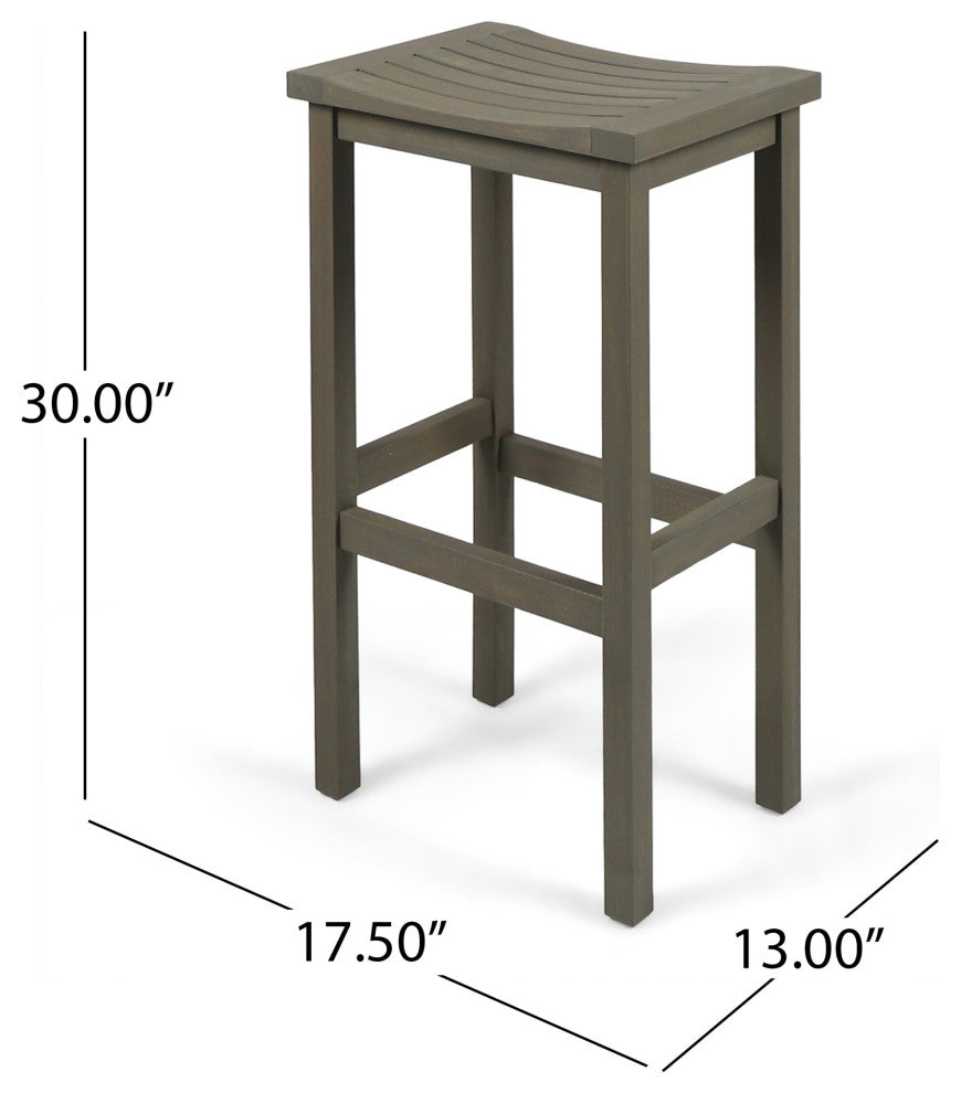 GDF Studio Cassie Outdoor 30" Acacia Wood Barstools, Gray, Set of 4