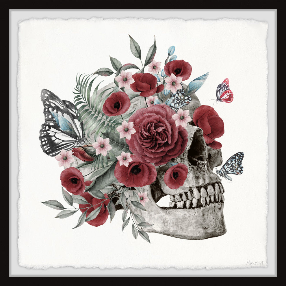 "Poppies and Peonies" Framed Painting Print, 18x18