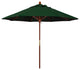 9' Square Push Lift Wood Umbrella, Hunter Green Pacifica