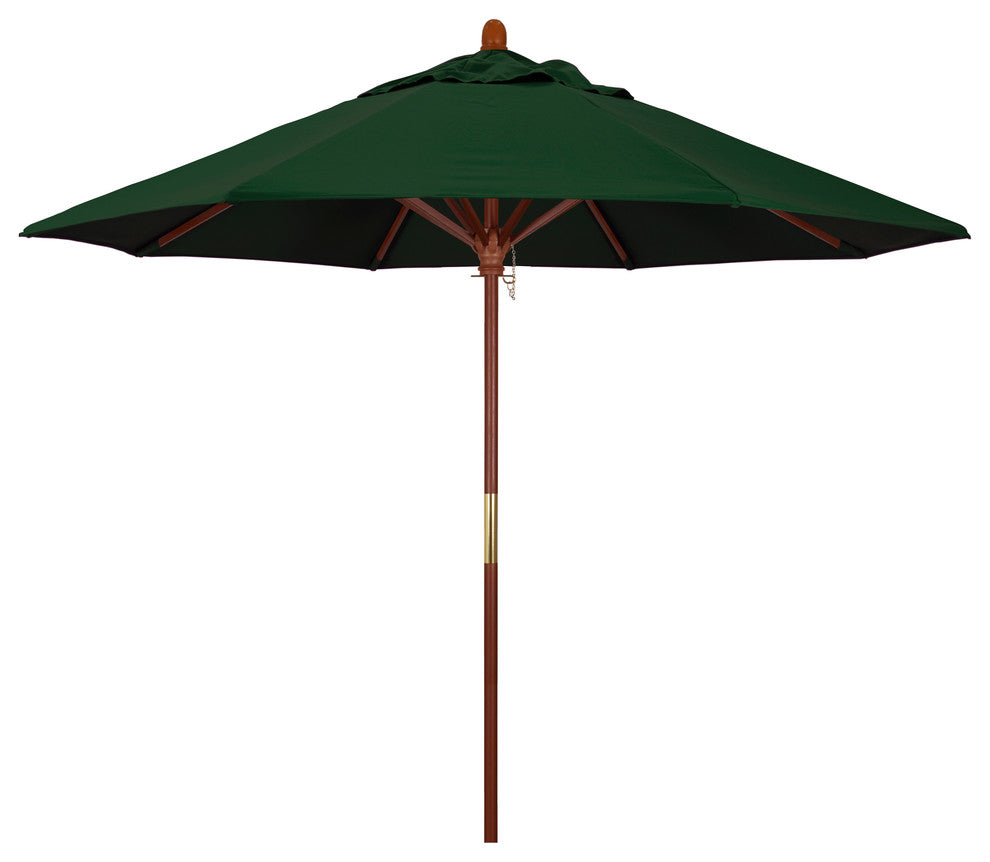 9' Square Push Lift Wood Umbrella, Hunter Green Pacifica