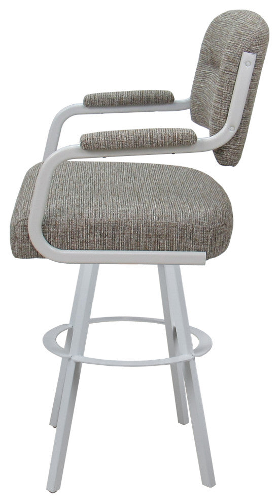Swivel Metal Bar Stool on Warren Base, Jetty June/White, 26"