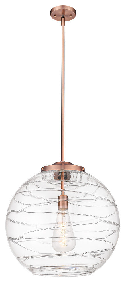 Deco Swirl Pendant, Antique Copper, Clear Deco Swirl, Clear Deco Swirl