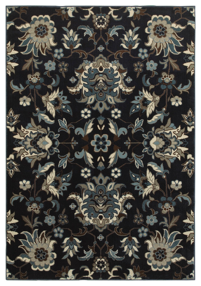 Oriental Weavers Linden Collection Navy/ Blue Floral Indoor Area Rug 3'10"X5'5"