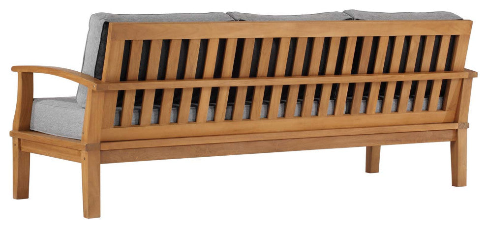 Lounge Sofa, Wood, Brown Natural Gray, Modern, Outdoor Patio Balcony Garden