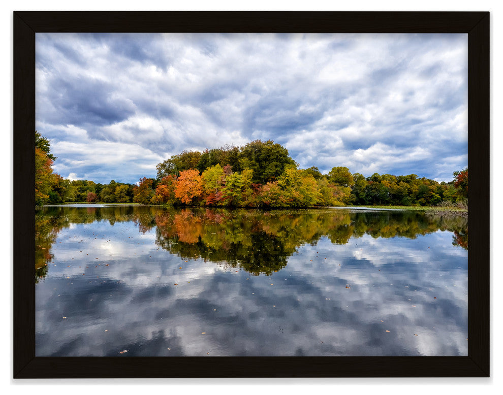 Autumn Reflections Rural Landscape Framed Photo Paper Wall Art Prints, Black, 8" X 10"