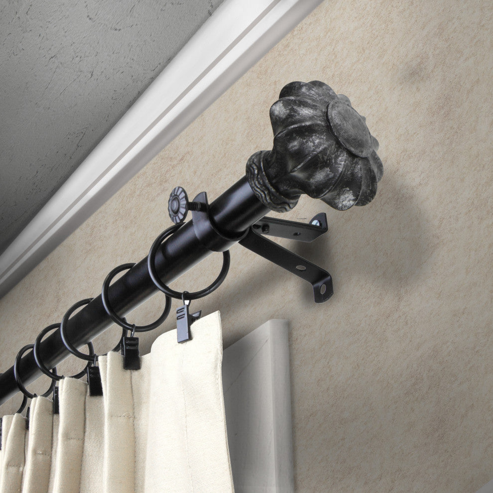 Maurice 13/16 inch dia. Curtain Rod, Black, 66-120"