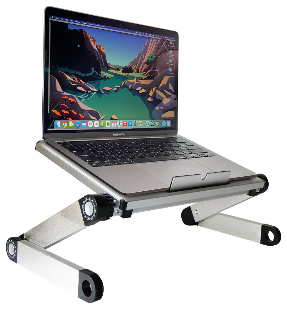 WorkEz Light Adjustable Height/Angle Ergonomic Laptop Cooling Stand, Silver