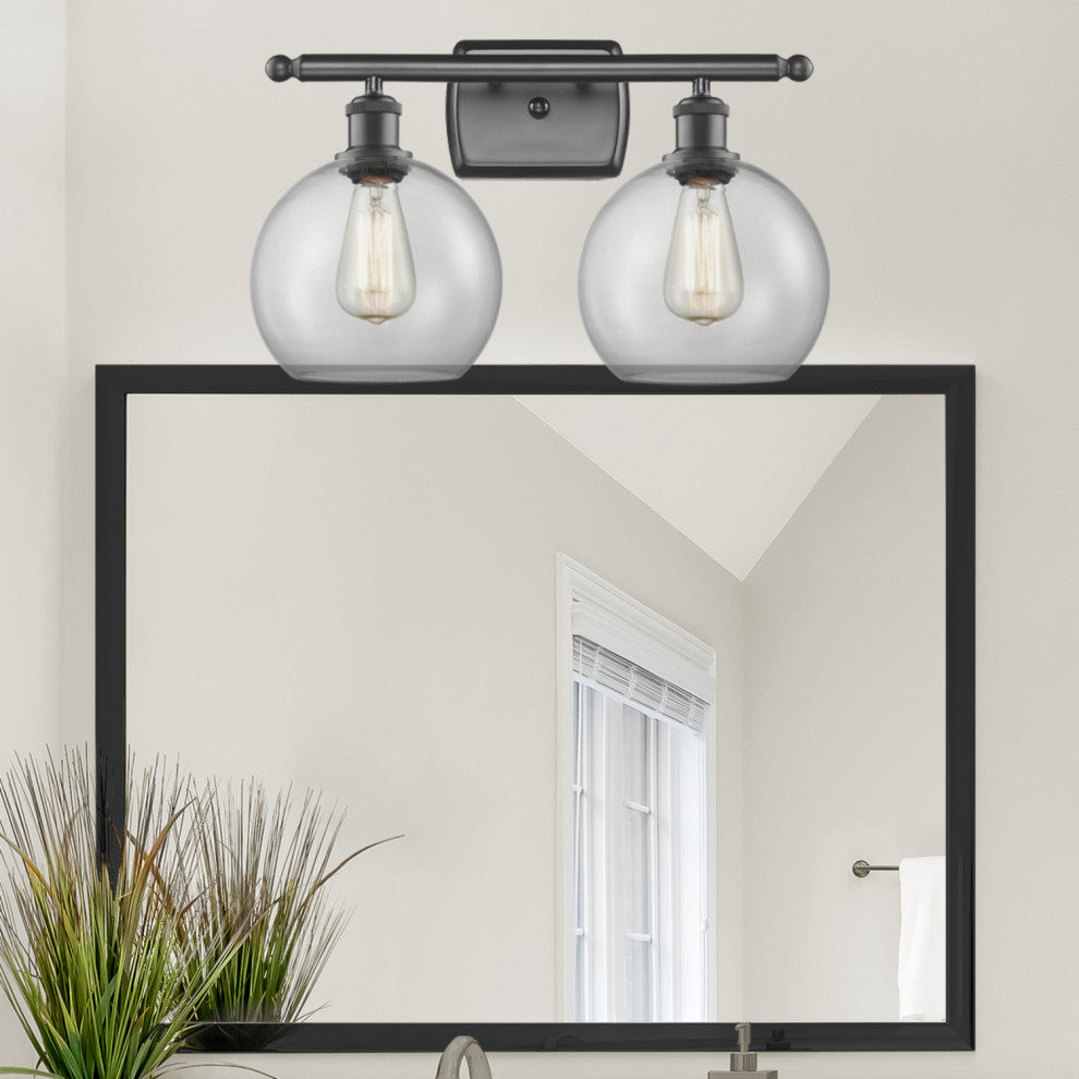 Ballston Athens 8" - 2 Light 18" Bath Vanity Light, Oil Rubbed Bronze, Clear