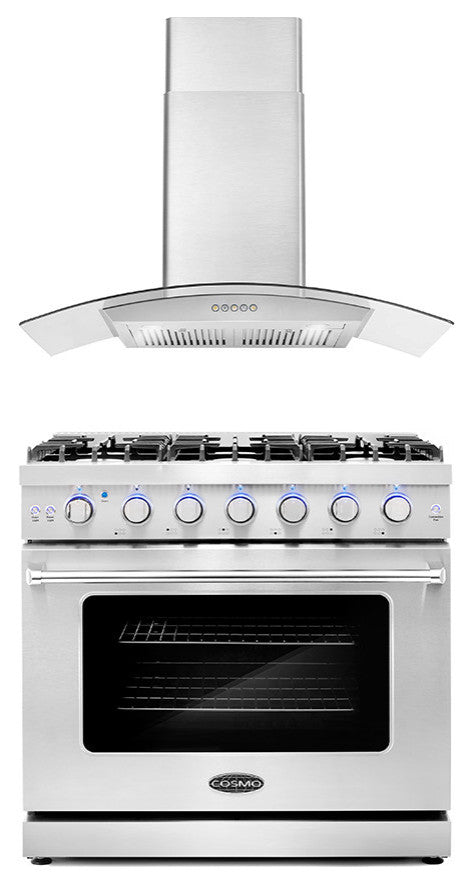 2-Piece Kitchen, 36" Gas Range and 36" Wall Mount Range Hood