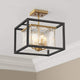 Contemporary Modern Ceiling Light Semi-Flush Mount Fixture, Black Square Cage
