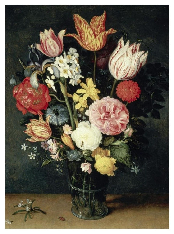 "Tulips, Roses and other Flowers in a Glass" Paper Art, 28"x38"