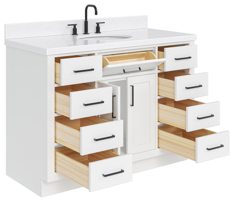 Ariel Hepburn 48"  Single Oval Sink Vanity, Carrara Quartz