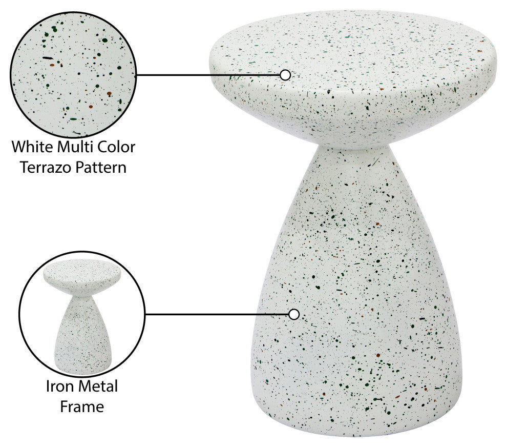 Anika Iron Terrazzo End / Side Table, White