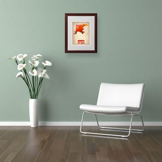 'Denver Watercolor Map' Matted Framed Canvas Art by Naxart