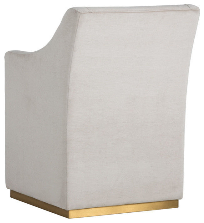 Zane Wheeled Brushed Brass Lounge Chair, Pimlico Prosecco