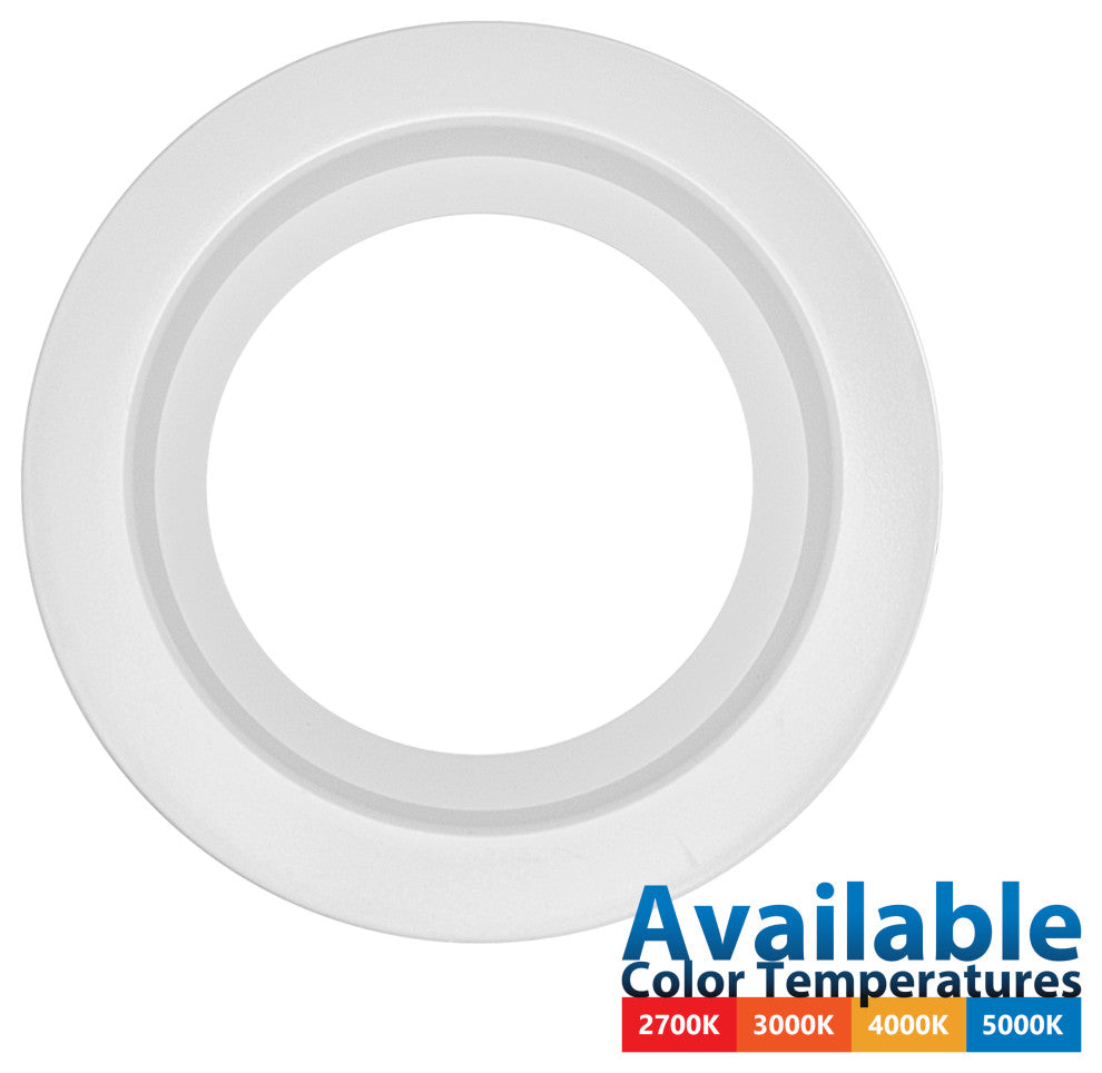 DCR4 LED Recessed Downlight Retrofit Light Fixture, White, Smooth, 2700k