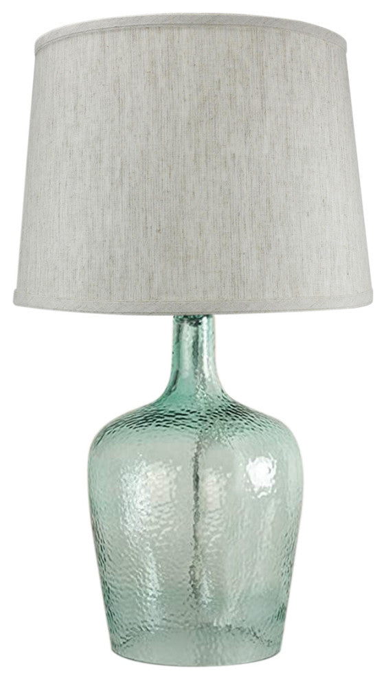 19"h Artisanal Hand-Blown Aqua Green Sea Glass Coastal Style Table Lamp with Tex