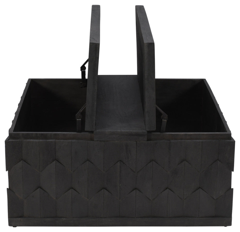 Onyx Storage Cocktail Table in Dark Gray on Mango Solid Wood