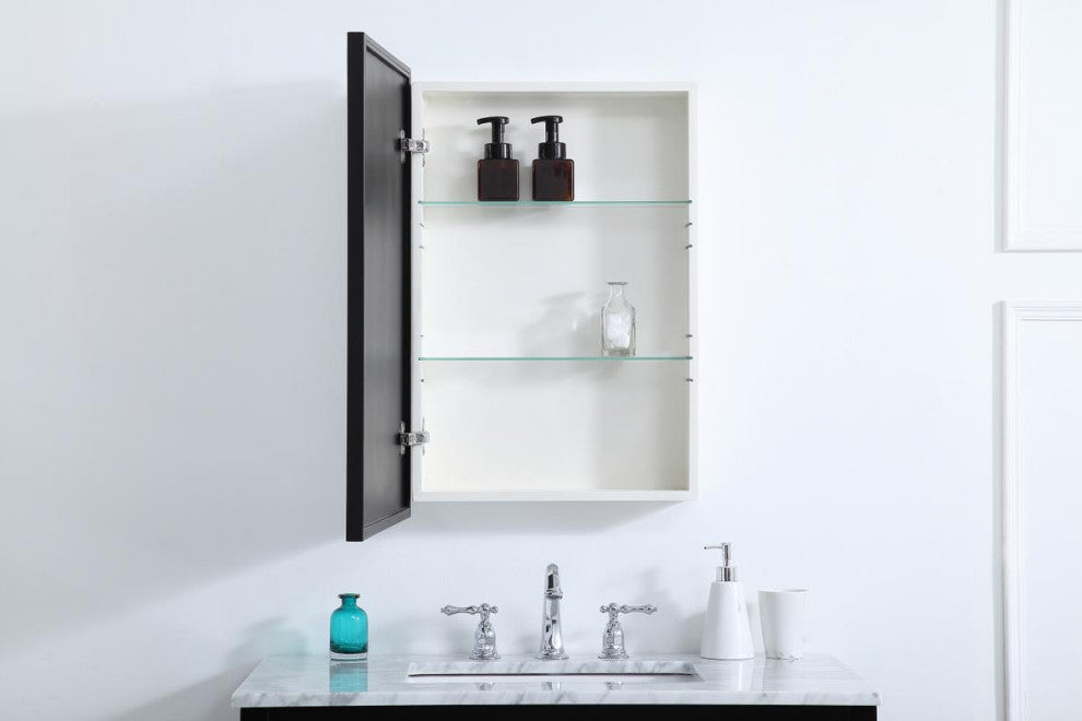 Metal Mirror Medicine Cabinet 17"x28", Black Finish