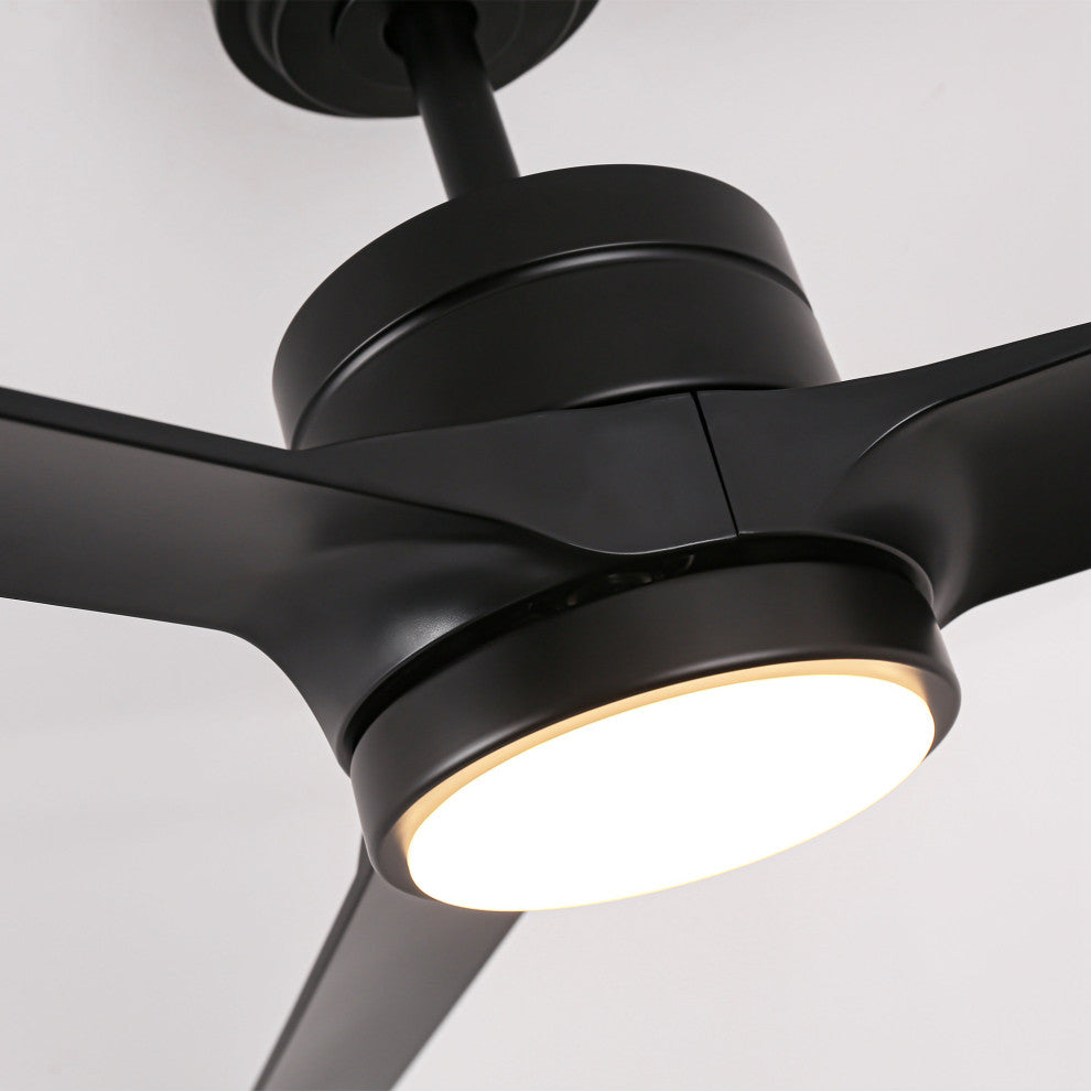 60-inch Modern ABS 3-Blade Black Ceiling Fan with Light