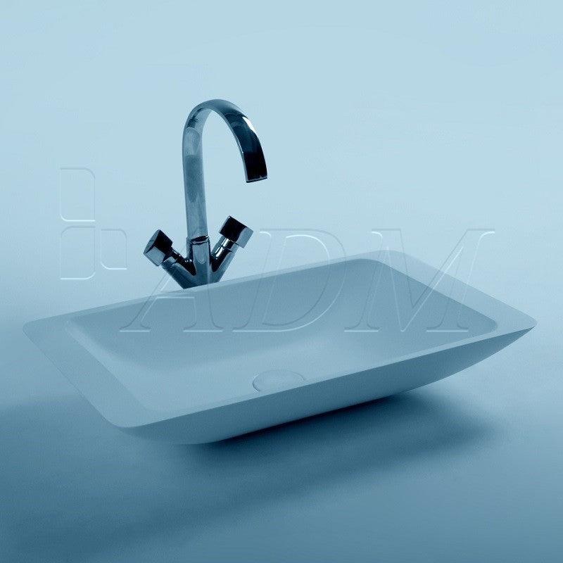 ADM Rectangular Countertop Sink, White, 23", Glossy White