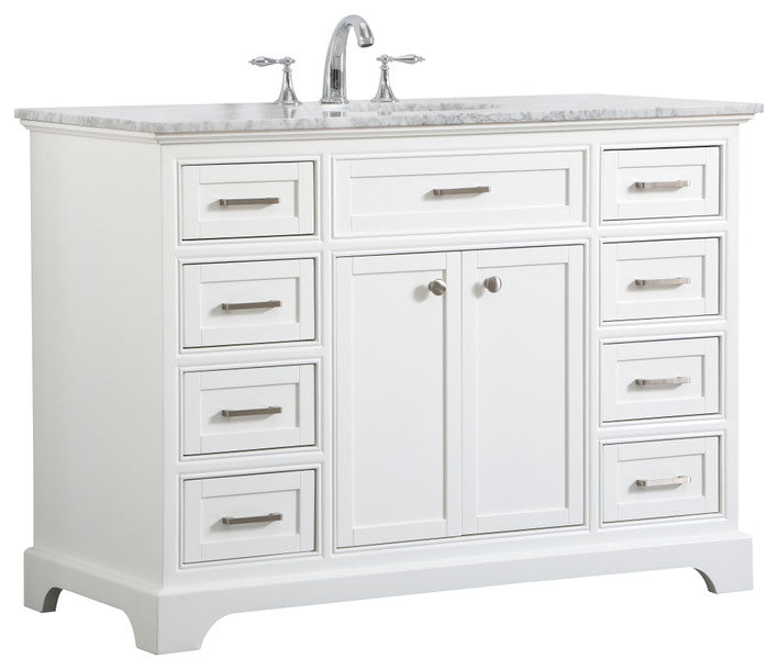 Amber Single Bathroom Vanity, Blue, White, 48"
