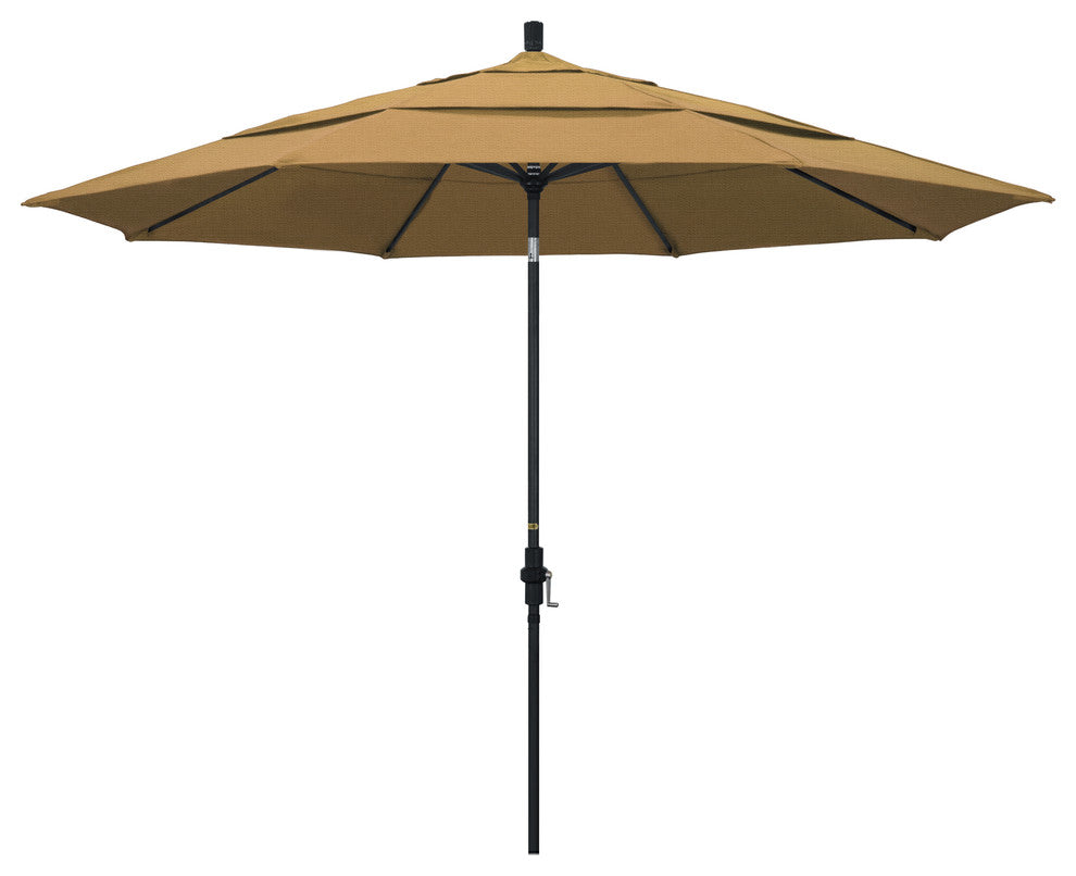 11' Aluminum Umbrella Collar Tilt Matted Black, Straw